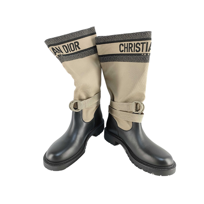 DIOR D-MAJOR Boots – Khaki & Black Leather & Canvas