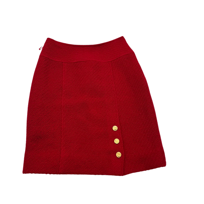 CHANEL Tweed Skirt with Coco Mark Buttons