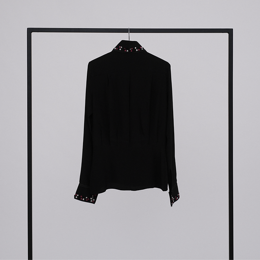 CHANEL Silk Shirt with Coco Mark