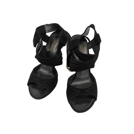 LOUIS VUITTON Black Suede Open-Toe Sandals